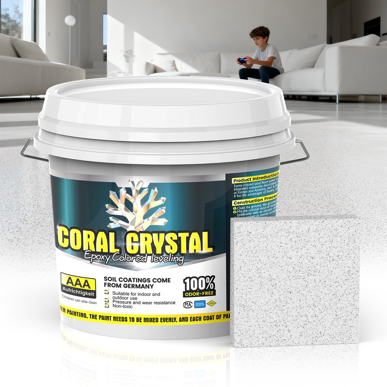 Self-leveling Epoxy Floor Paint, Epoxy Colored Sand Floor Paint for Concrete