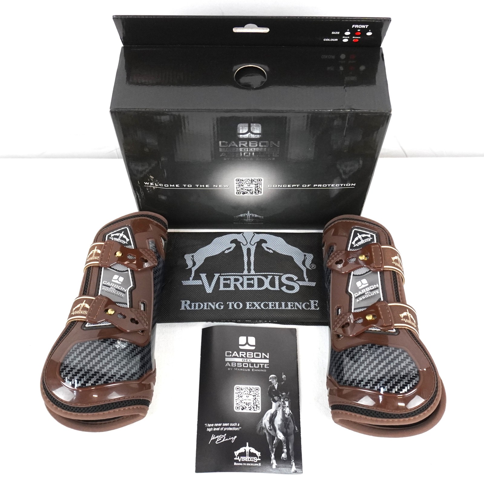 Veredus Carbon Gel Absolute by Ehning Front Tendon Horse Boots In Brown Size M