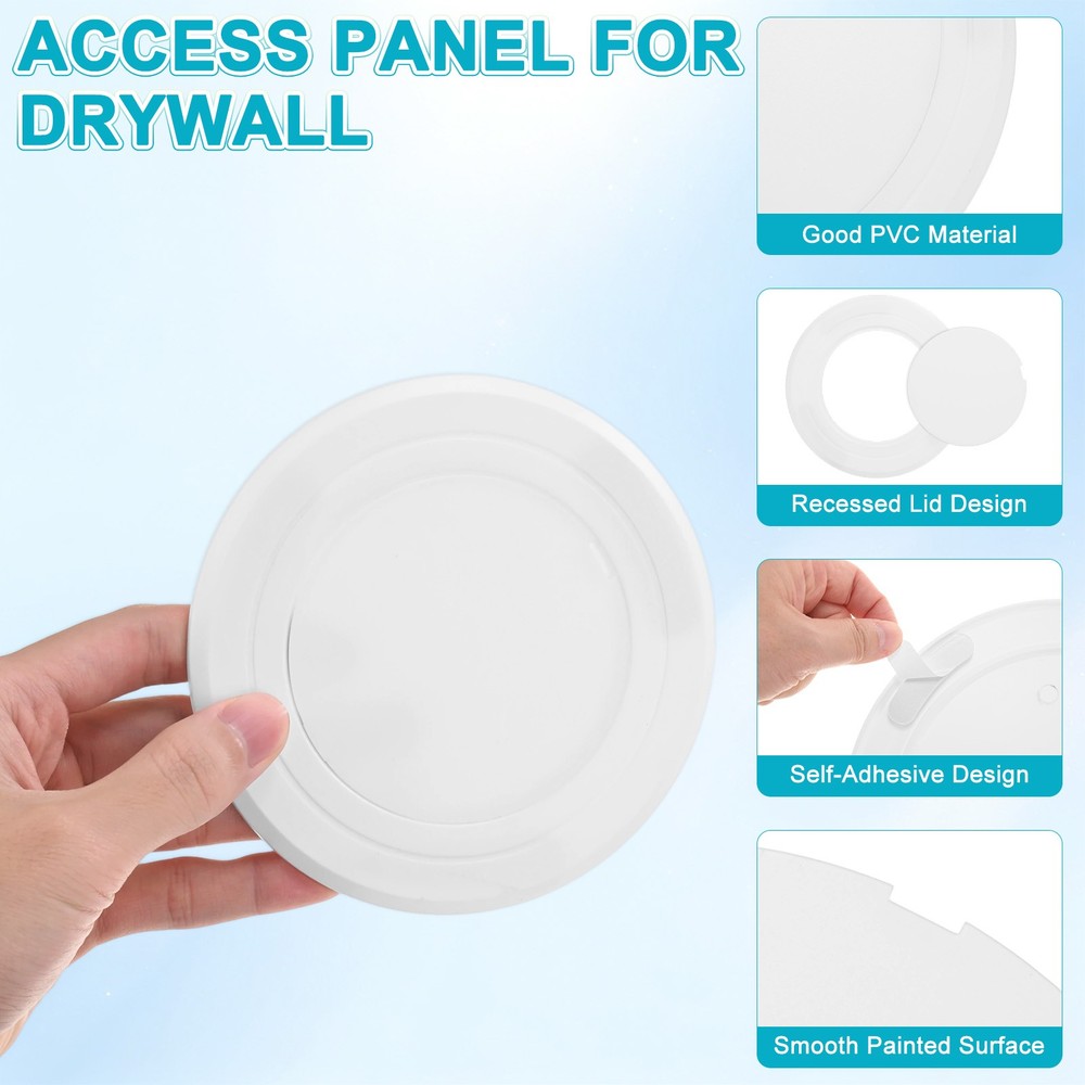 2-Pack Access Panel for Drywall, 3x3 Inch Round Plastic Removable [White]