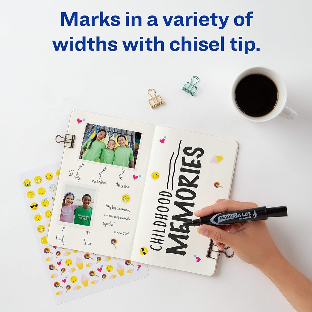 Versatile Water-Resistant Black Permanent Markers - 2 Count, ACMI Certified