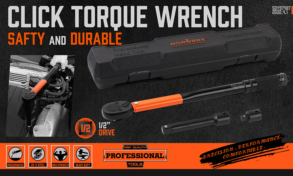 1/2" Torque Wrench Snap Socket Professional Drive Click Type Ratcheting