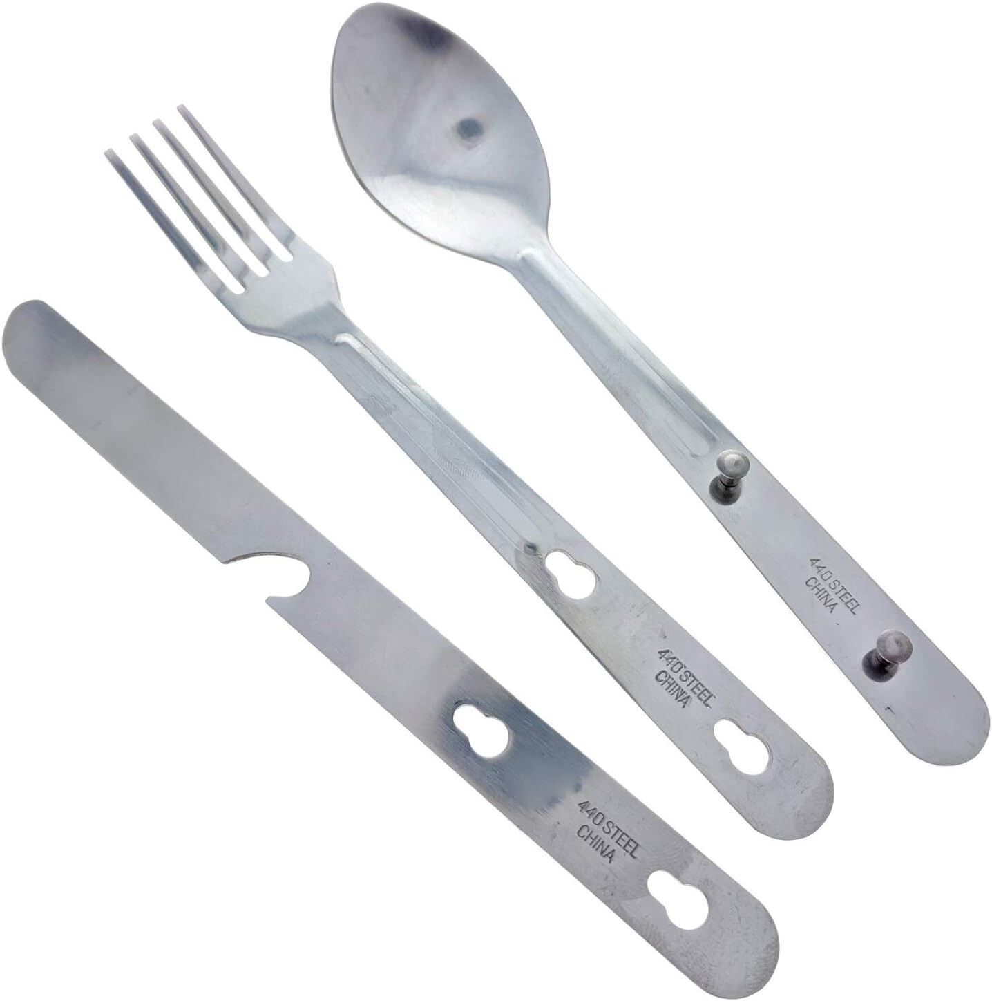 SE 4-in-1 Detachable Stainless Steel Utensil Set Spoon Fork Knife Bottle Opener