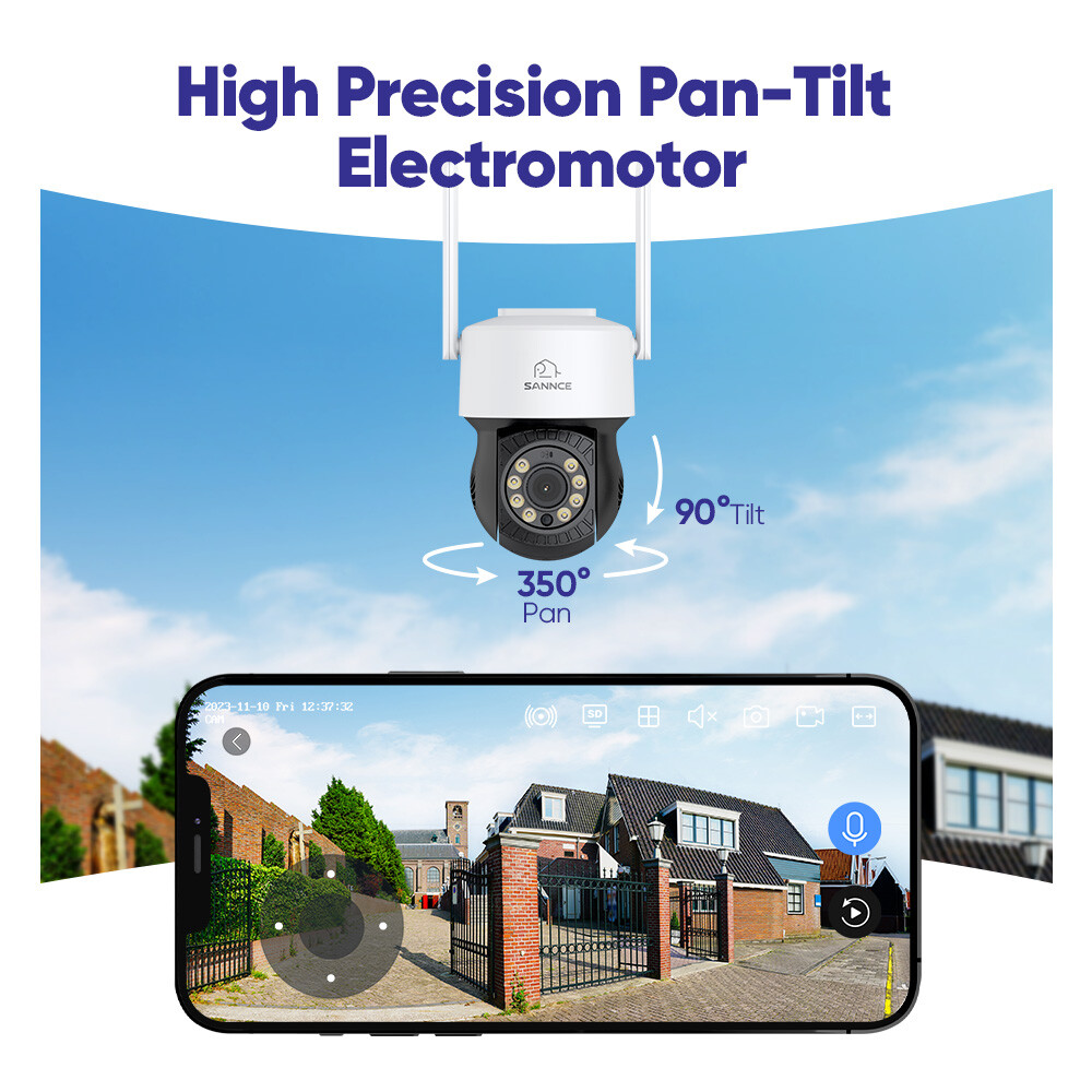 SANNCE 3MP Wireless Security Camera PT Two Way Audio Color Night Auto Tracking