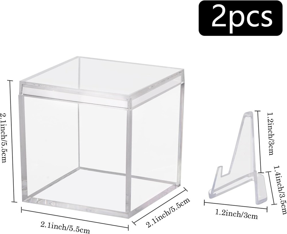 2 Pack Championship Ring Display Case Clear Acrylic Ring Case Display Box for Sp