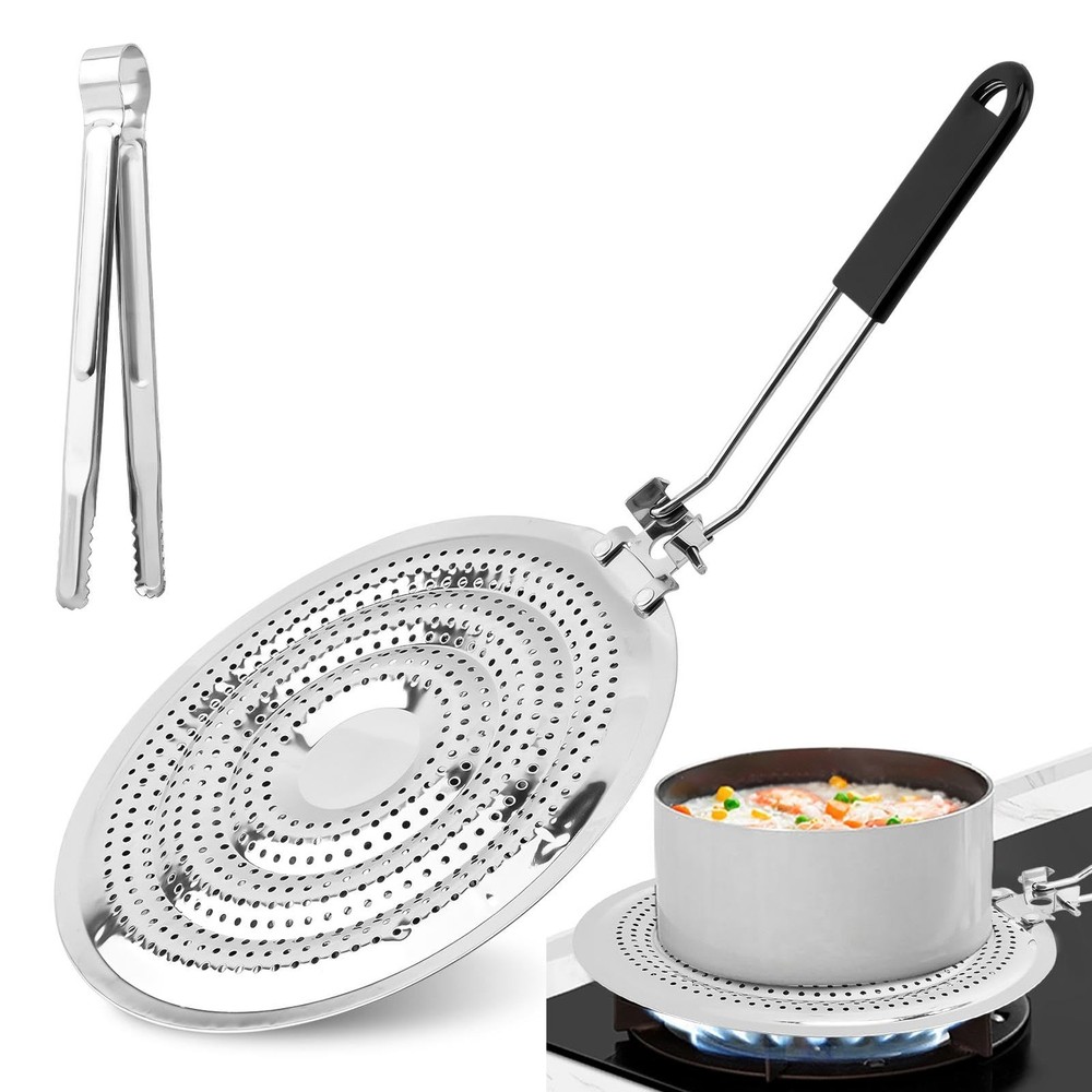 Heat Diffuser, Stainless Steel Induction Adapter Plate with Foldable Handle C...