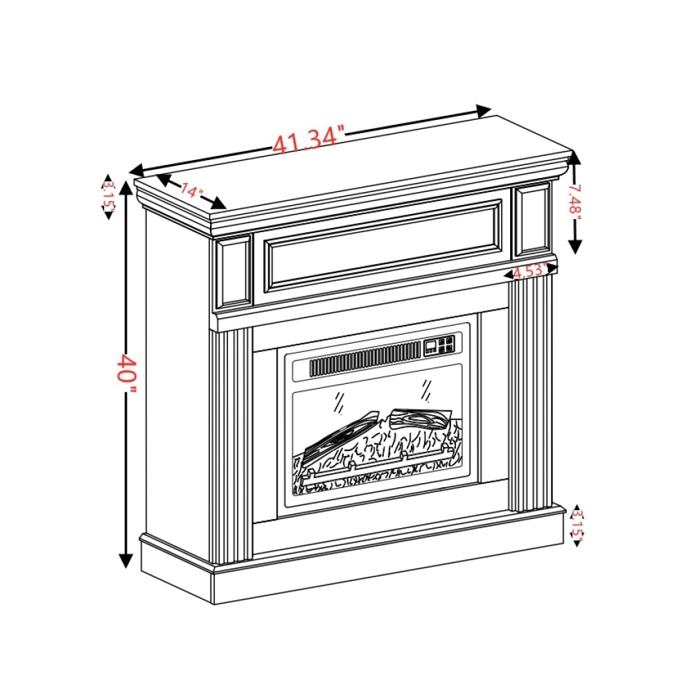 23" Electric Fireplace Mantel with Insert & Remote Control, Cherry