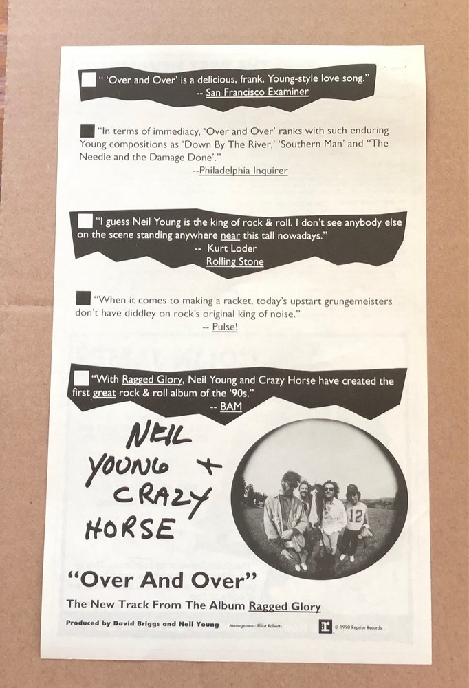 Neil Young - Over and Over RARE original [Album Network] trade ad poster