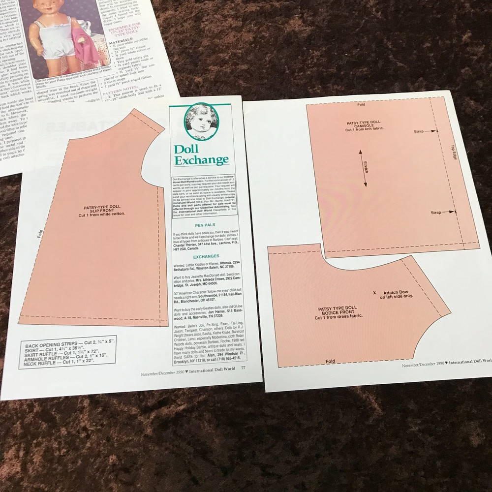 7p Doll Article Patsy Type Doll Repairing and Dressing with Sewing Pattern