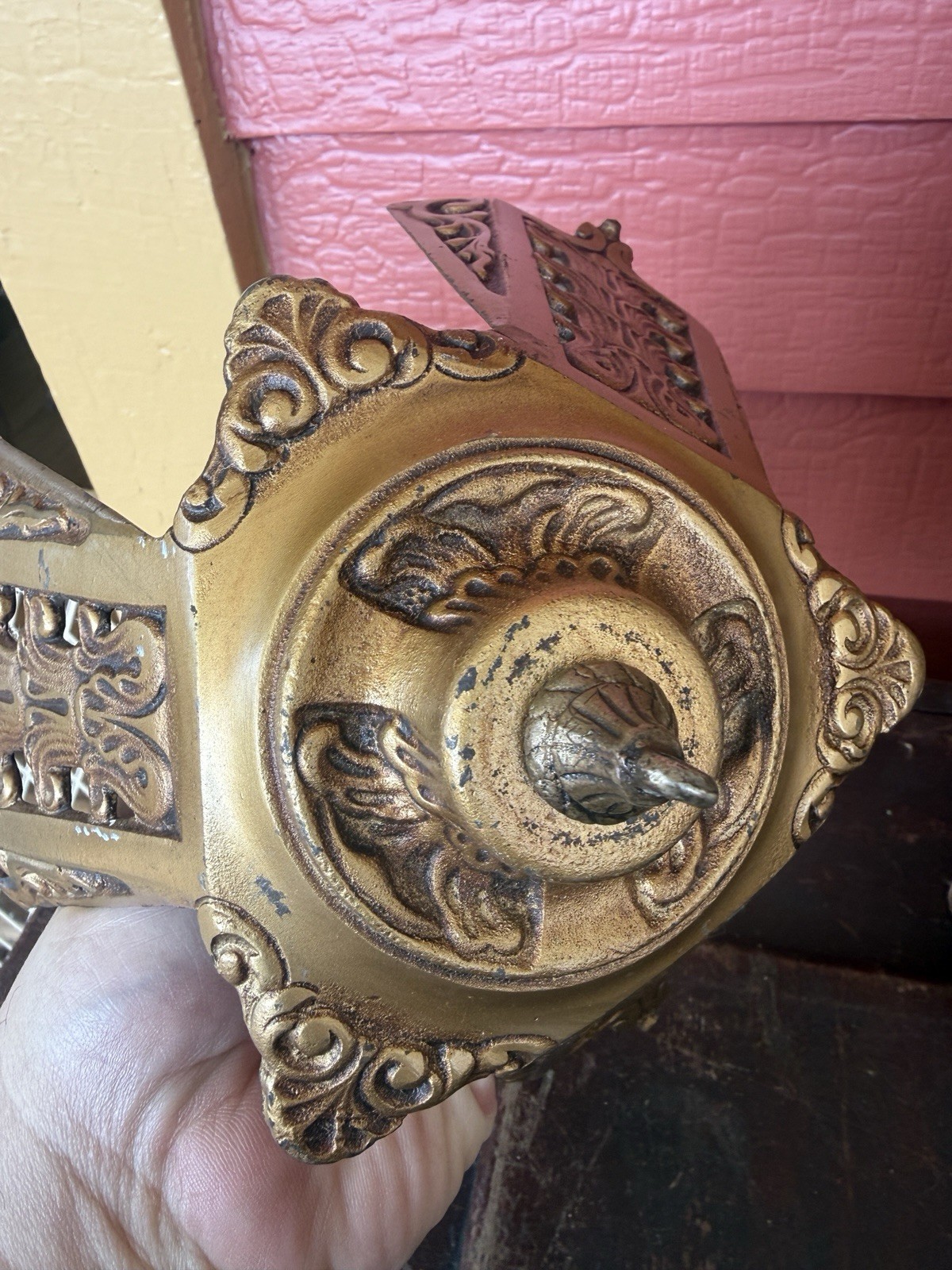 Antique MOE BRIDGES 3 Slip Shade Ceiling Light Parts Etruscan Series Art Deco