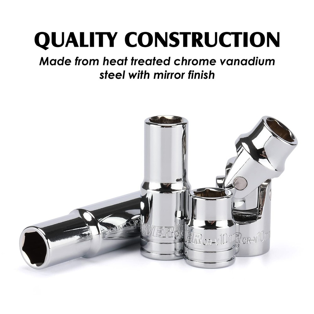 5pcs 3/8" Drive 10mm 6 Point Single Size Socket Set 10mm Socket Set Magnetic