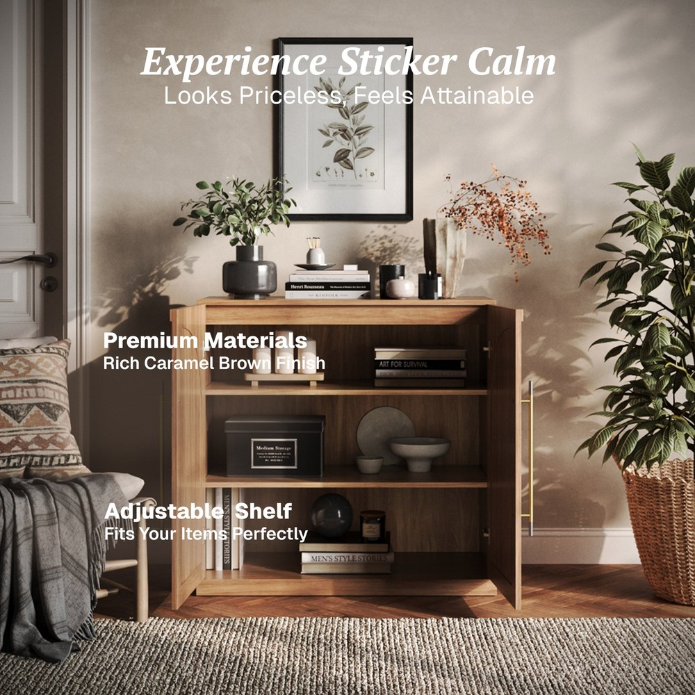 Modular Sideboard Cabinet with Storage - Camel/Ebony