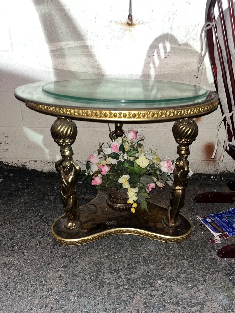 MCM End Table Three Goddesses Hollywood Regency