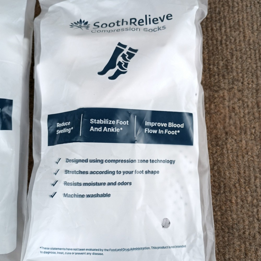SoothRelieve Compression Socks Medium Toeless Ankle Socks 2 Pairs