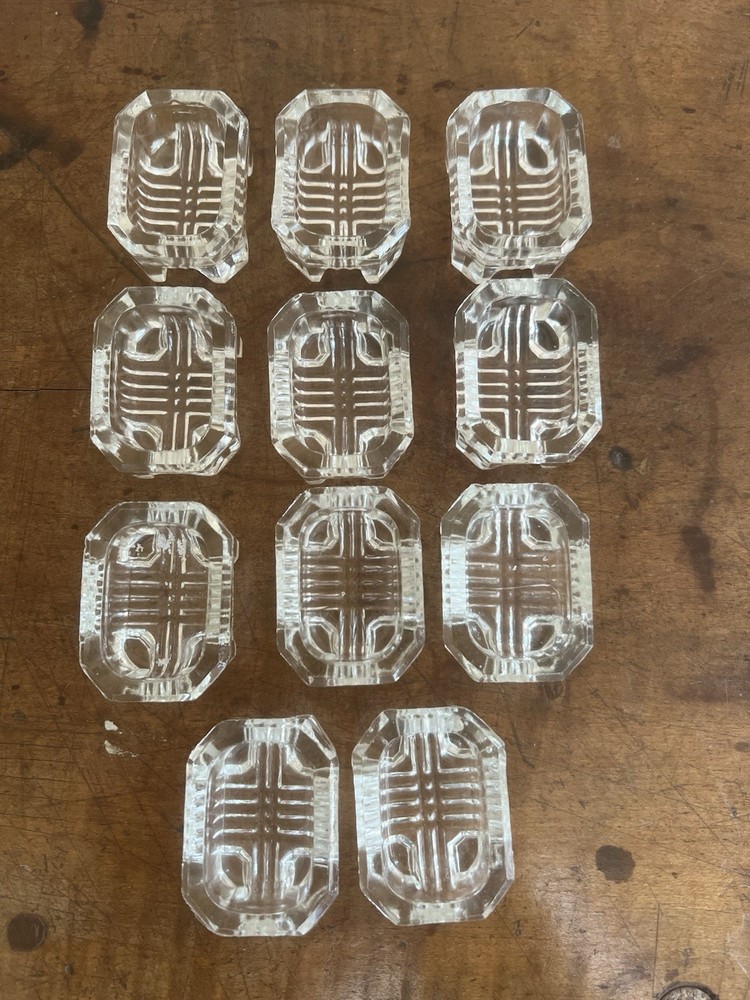 Vintage Rectangular Footed Pressed Glass Salt Bowls 11