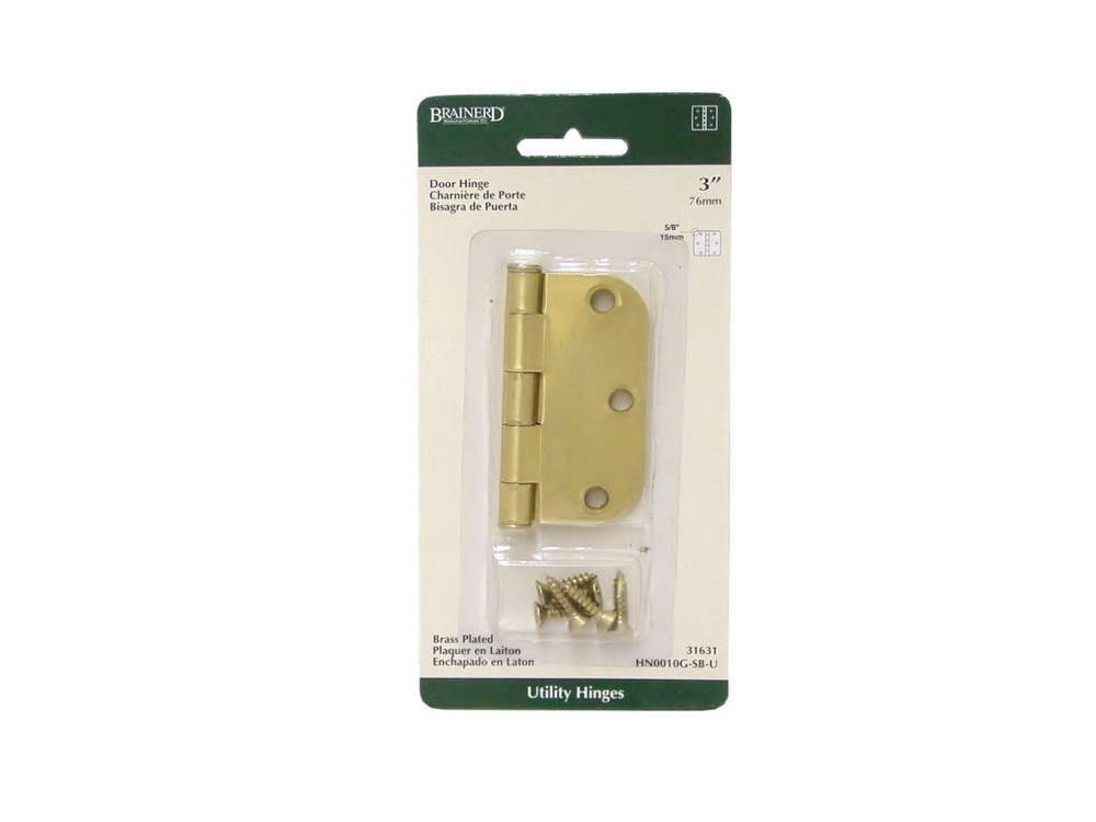 (12 Pack) 3" Satin Brass 5/8" Radius Door Hinge