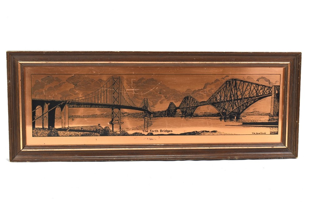 The Forth Bridges Vintage Etchmaster Original Copper Etching 18.75" x 7"
