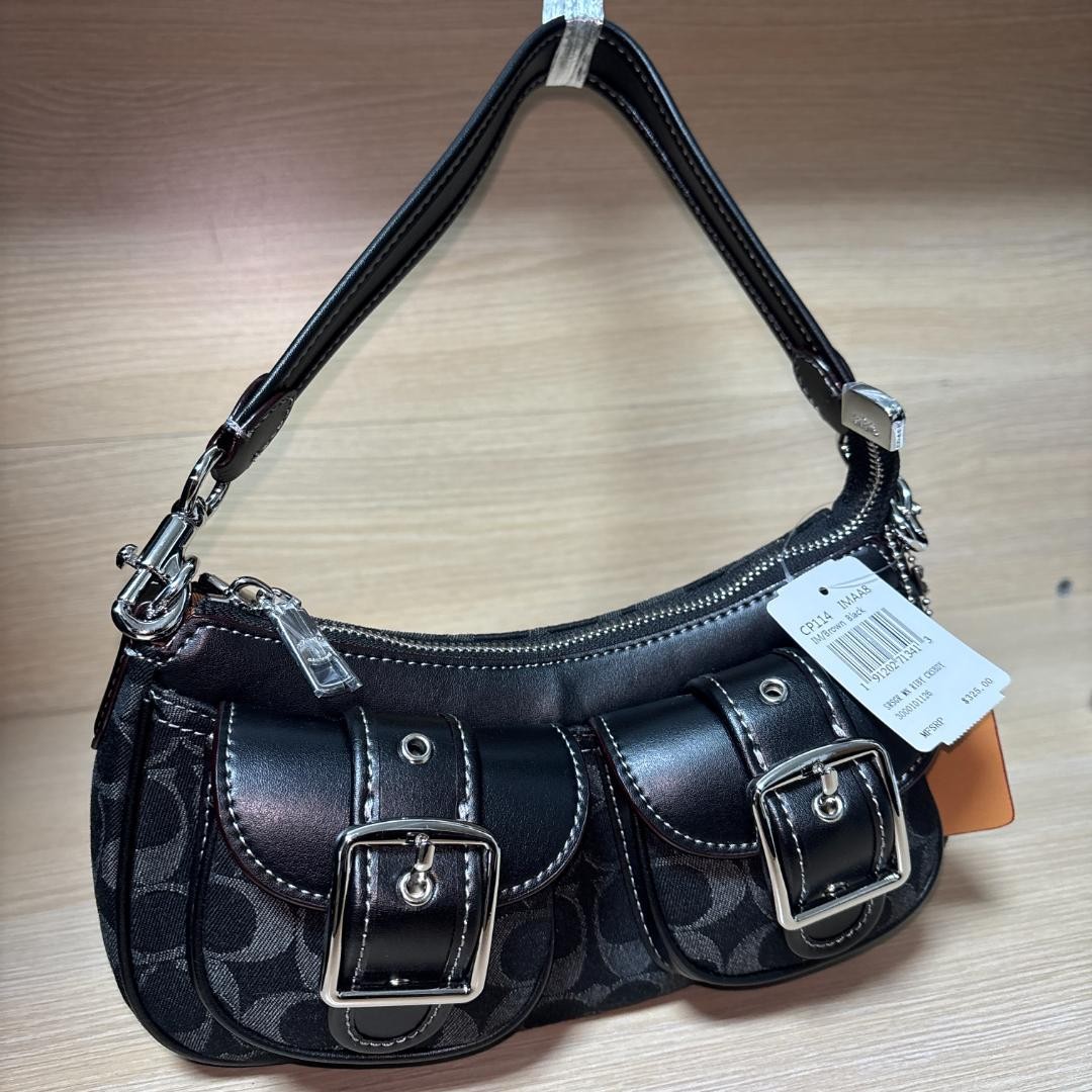 COACH CQ184 Ashton Baguette Signature Denim Handbag Shoulder Bag Women BRAND NEW