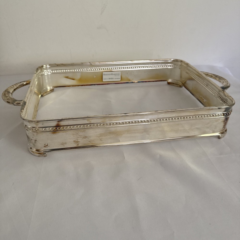Reed & Barton Silver Plate MH504 Rectangular Baking Dish Stand Approx 14" by 10"
