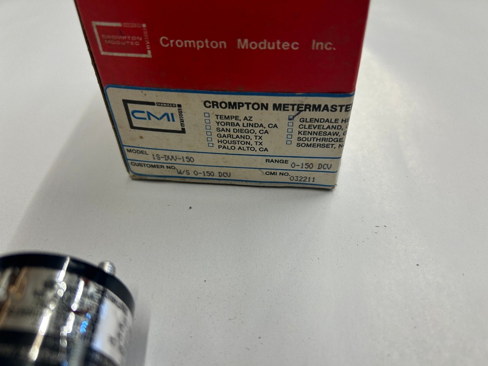 NEW Crompton Modutec 1S-DVV-150 Panel Meter 0-150 DCV