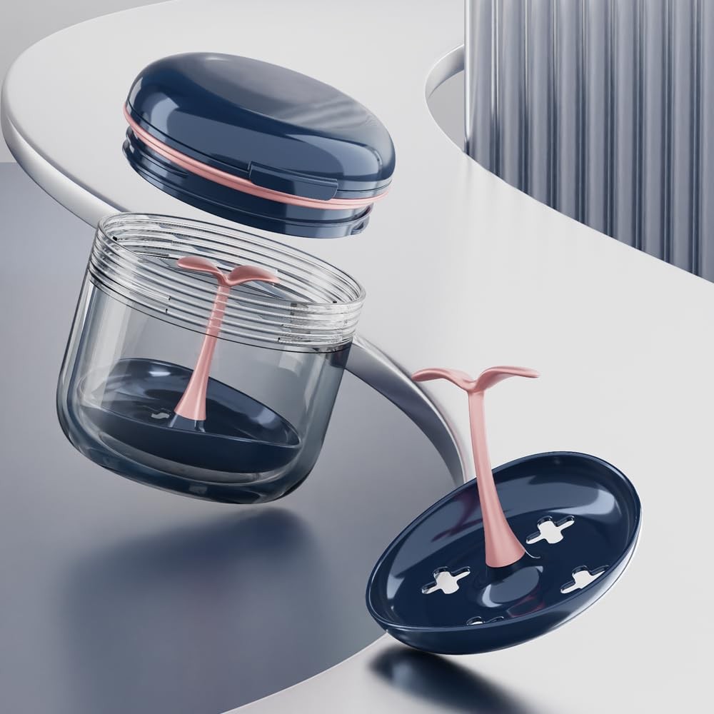 Aidarmoll Retainer case, Denture Bath Cup，Retainer Cleaner Case Blue