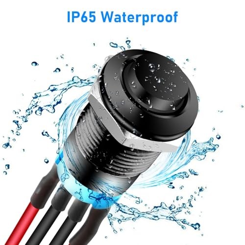 5Pcs 12mm Latching Push Button Switch, Waterproof SPDT ON Off Self-Locking