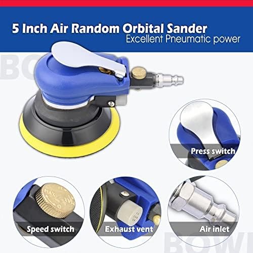 5" Pneumatic Random Orbital Sander with Sandpapers