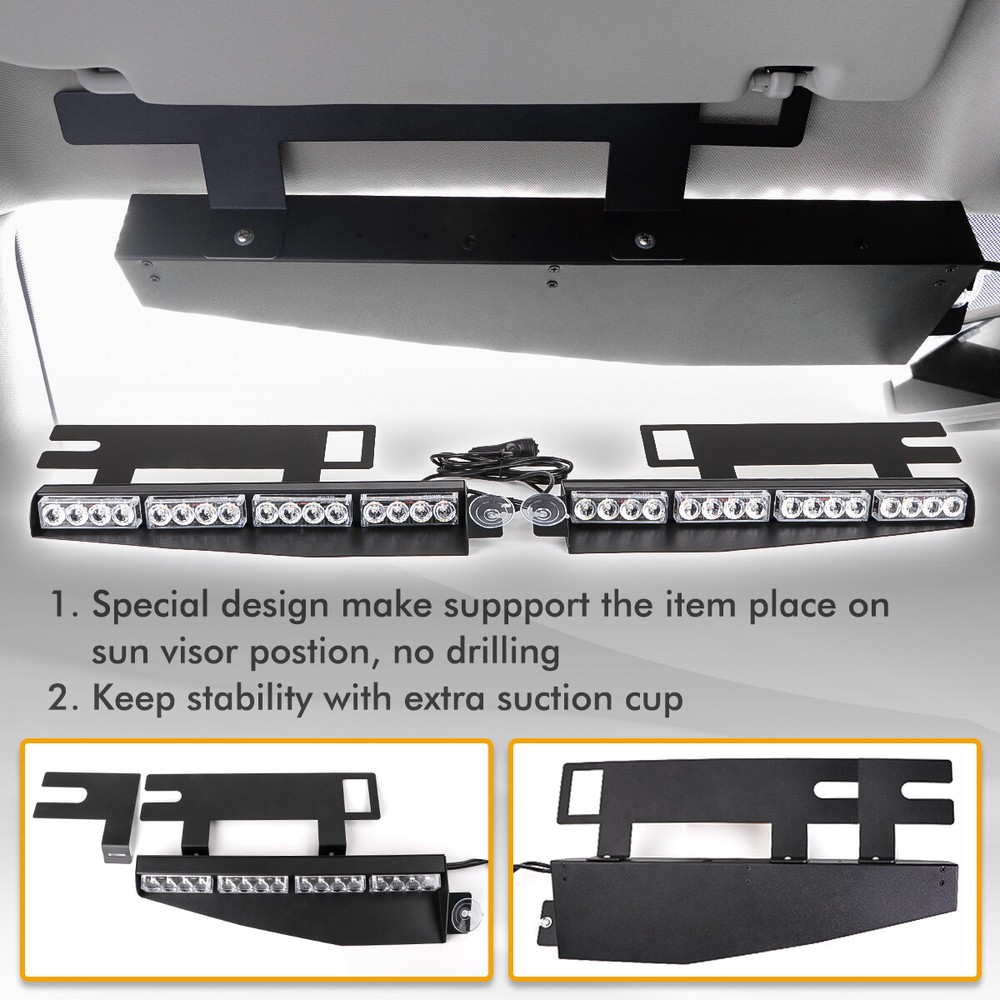 32 LED Emergency Strobe Lights Visor Safety Warning Hazard Dash Windshield Light