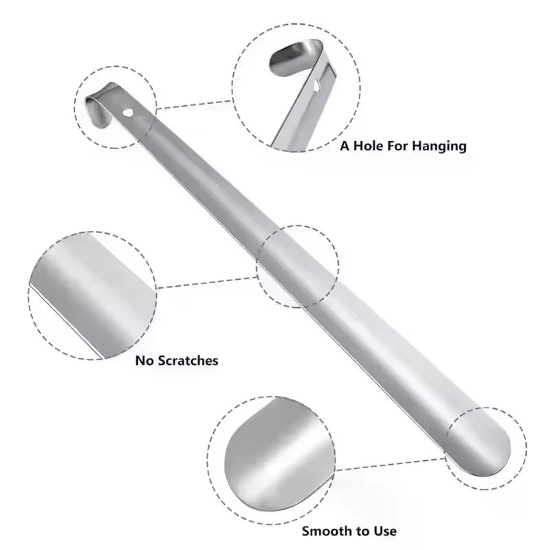 20.5" Extra Long Metal Handle Shoe Horn Stainless Steel Handled Shoehorn Horns