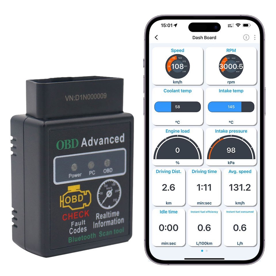 ELM327 Bluetooth OBD2 OBDII Scanner Car Diagnostic Tool Code Reader iOS Android