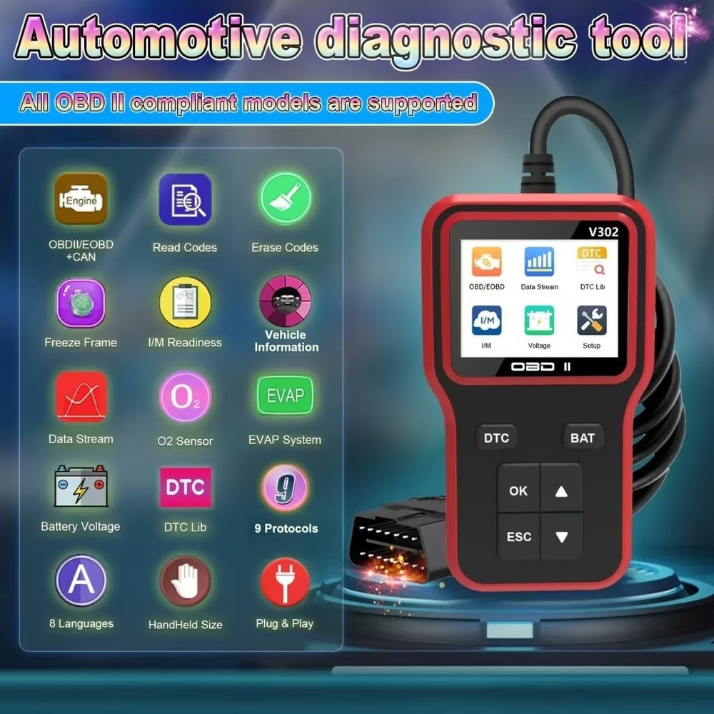 OBD2 Scanner Car Code Reader Diagnostic Tool EOBD Check Engine Light Live Data