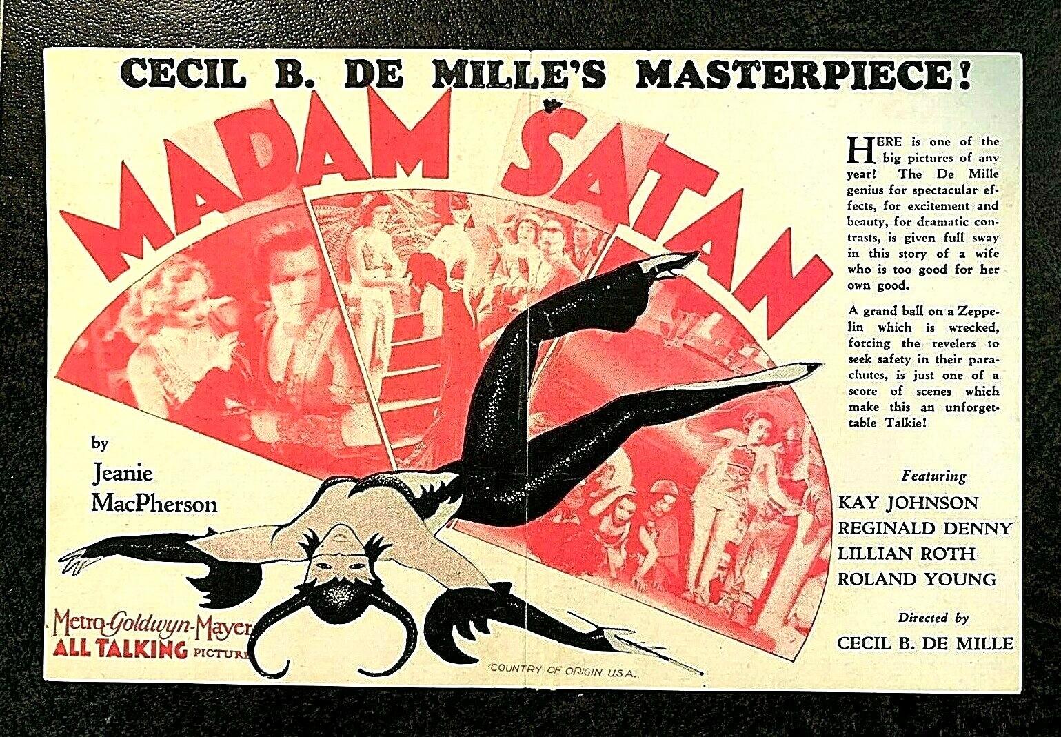 *RARE* MADAM SATAN MOVIE HERALD 1930 - KAY JOHNSON, REGINALD DENNY