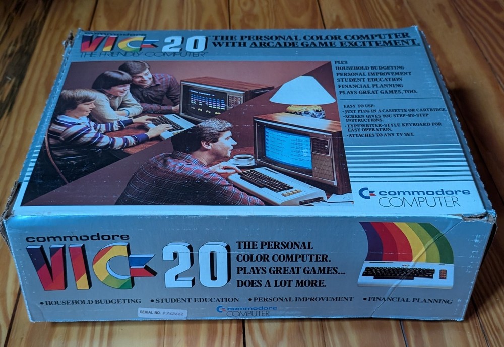 Commodore VIC-20 Computer In Box, Powercords, Manual, Dustcover, & All Inserts