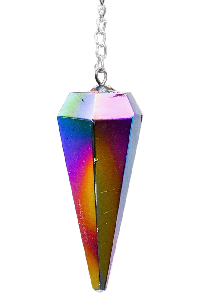 Titanium Aura Quartz Dowsing Crystal Pendulum