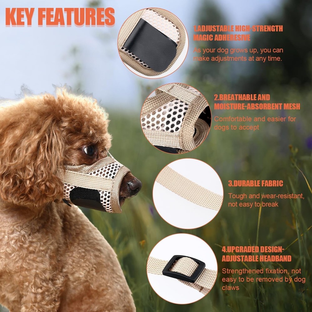 Muzzle Dog Soft Pet Muzzle to Stop Chewing Puppy Muzzle W/ Breathable Mesh &