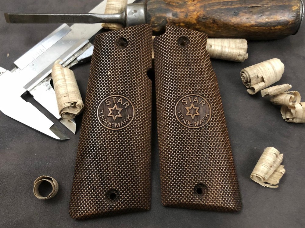 Star Super B Walnut Grips. Checkered. Handmade. US Based Seller