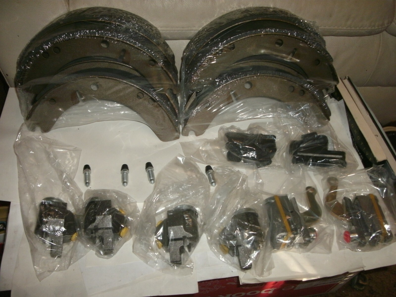 MGA NEW FRONT AND REAR BRAKE SHOES , 2 SETS AND 6 WHEEL CYLINDERS , 4 FT 2 REAR