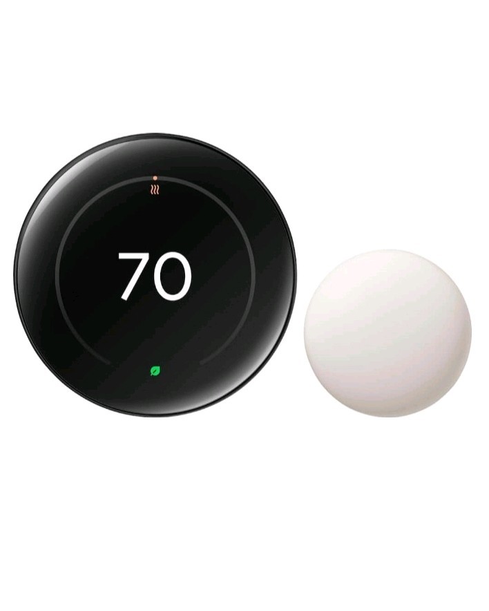 Google - Nest Learning Thermostat 4th Gen with Temperature Sensor  Obsidian