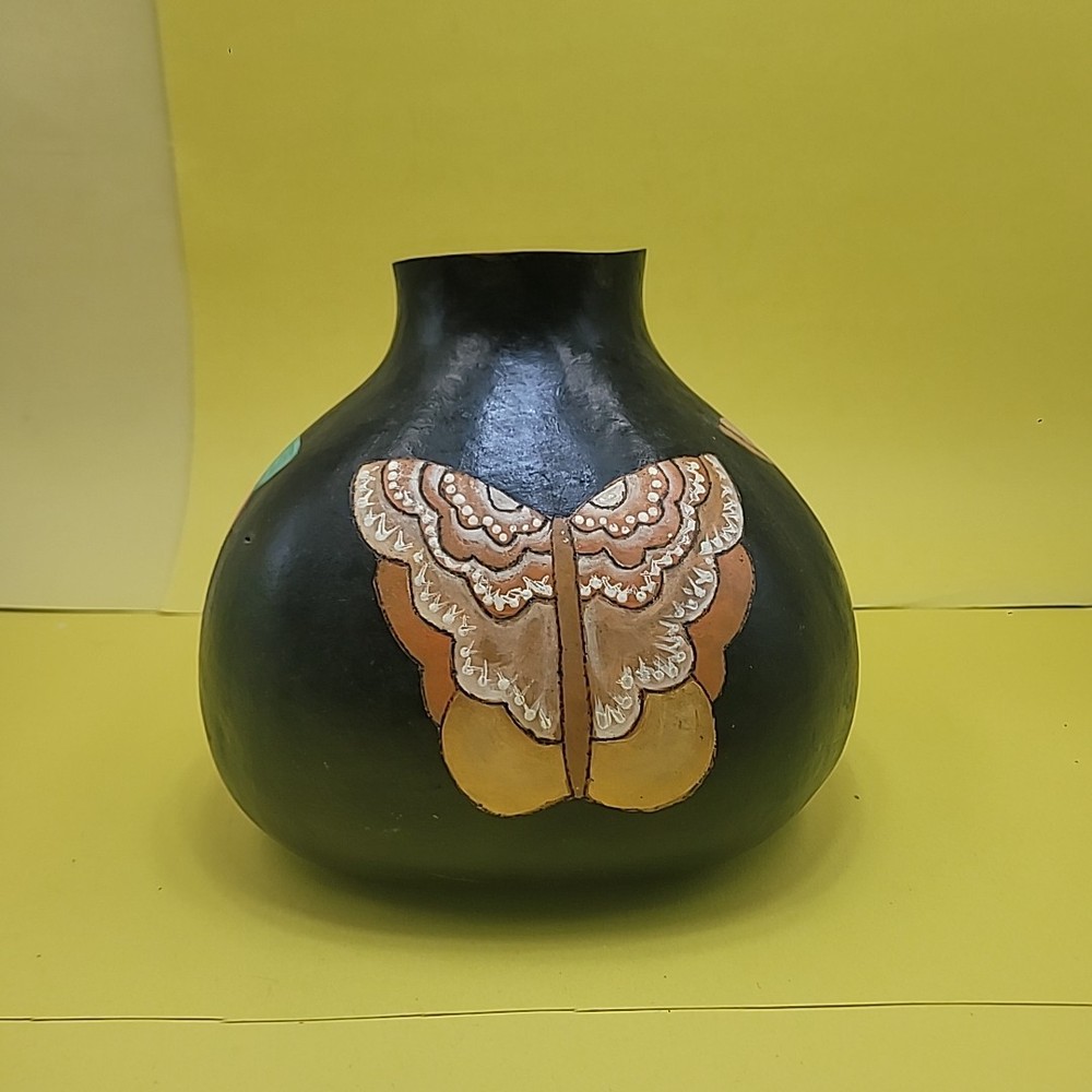 Hand Painted Butterfly Large Gourd Vase