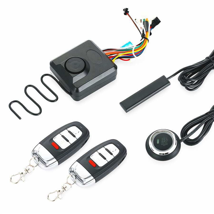 Keyless Entry Motorcycle Scooter Engine Start Push Button Kit Alarm System