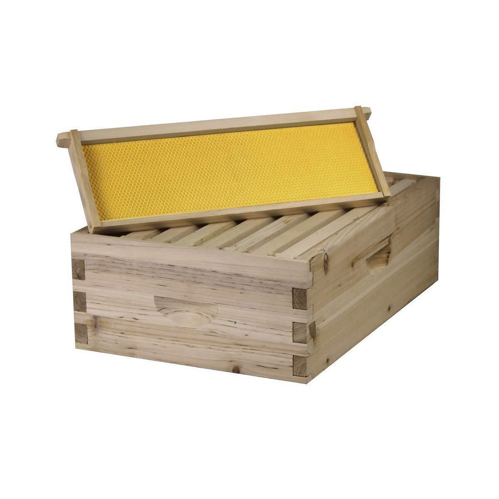 NuBee 8-Frame Beehive Kit – Unassembled (1 Deep + 1 Medium Box) with Frames & Wa