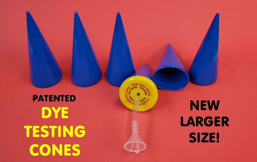 SWIMMING POOL DYE TESTING CONES - LEAK DETECTION  set of 6