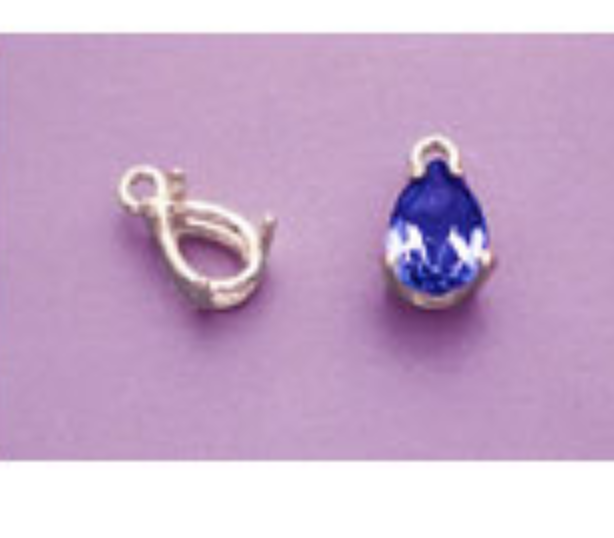 Pear Shape Cast Wire Dangle Pendant - Component - Sterling Silver 925 - 9pcs