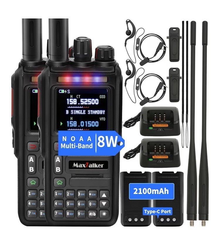 2-Pack MaxTalker TK-W60 Handheld Ham Radios Long Range Waterproof, Rechargeable