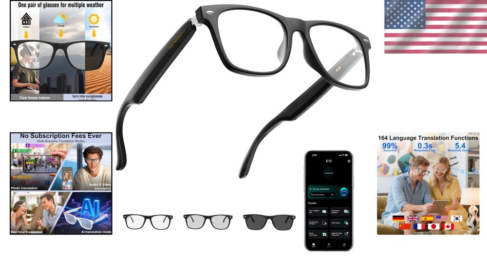 Multilingual Bluetooth Smart Glasses - 164 Languages