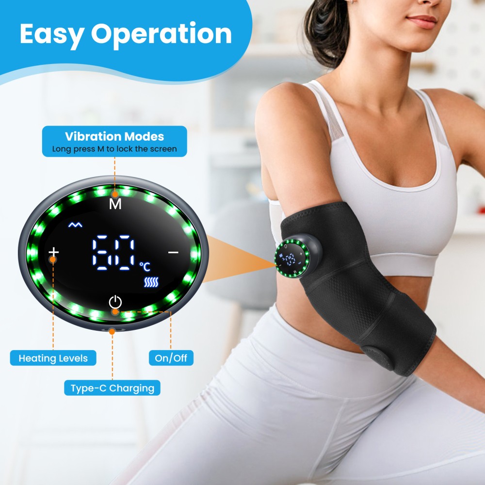 Electric Knee Massager Shoulder Brace with 5 Vibration Modes, 5 Heating Levels