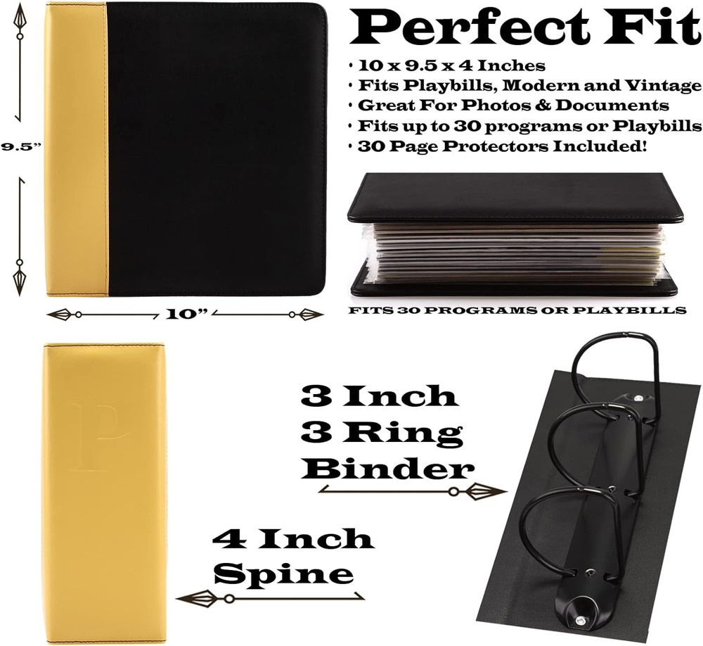 Binder for Holding Broadway Play Program and Theater Programs with 30 Custom ...