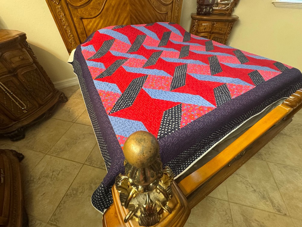 King Size Machine Pieced And quilted Patchwork Quilt #6A-1-3