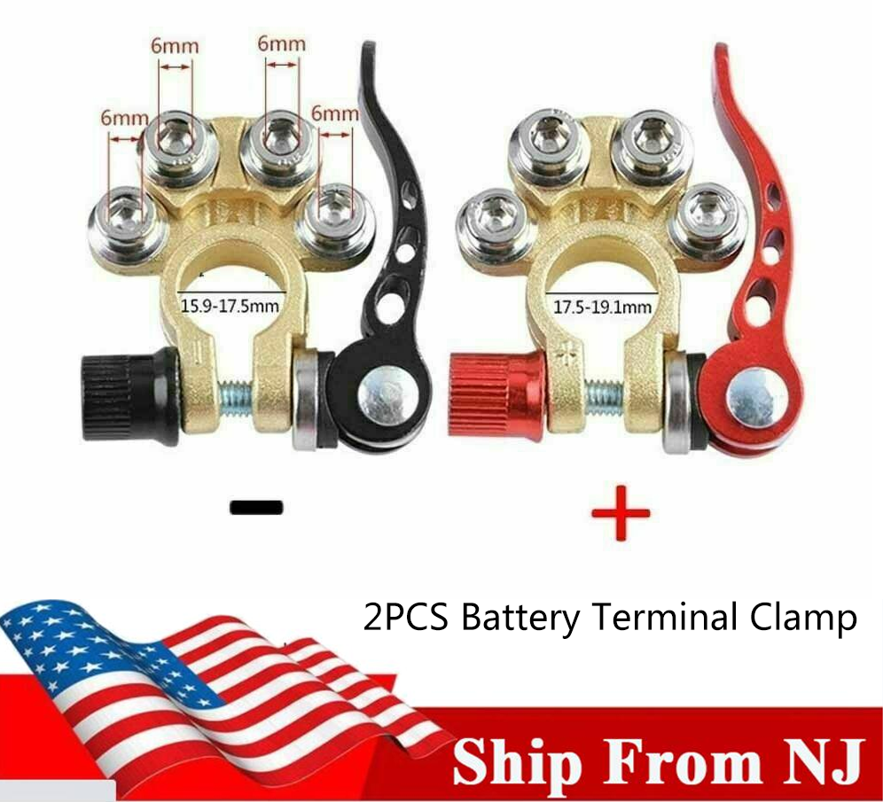 2x Positive&Negative Car Top Post Battery Terminals Wire Cable Clamp Connectors