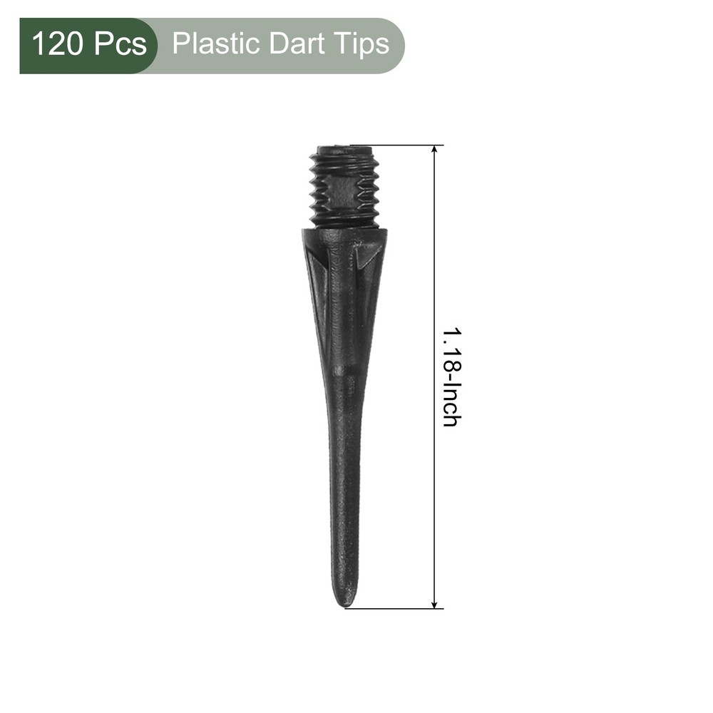 120Pcs Plastic Dart Tips,Game 2BA Thread Soft Darts Tips Black
