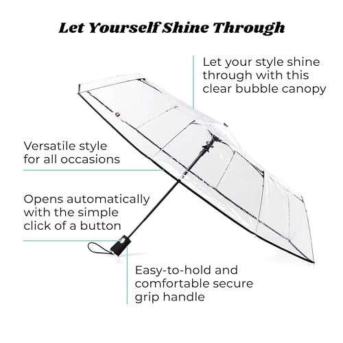 Ultra Folding Umbrella with Auto Open Technology One Size Clear